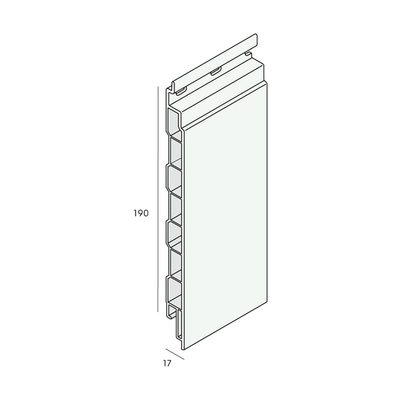 Detailtekening van keralit sponningdeel 190 mm